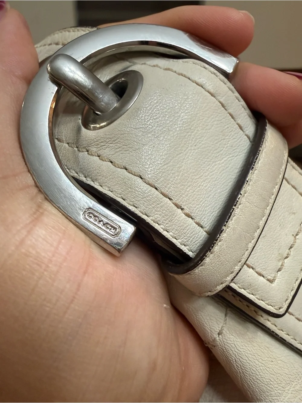 Coach Cream Hobo Bag with Dark Brown Strap